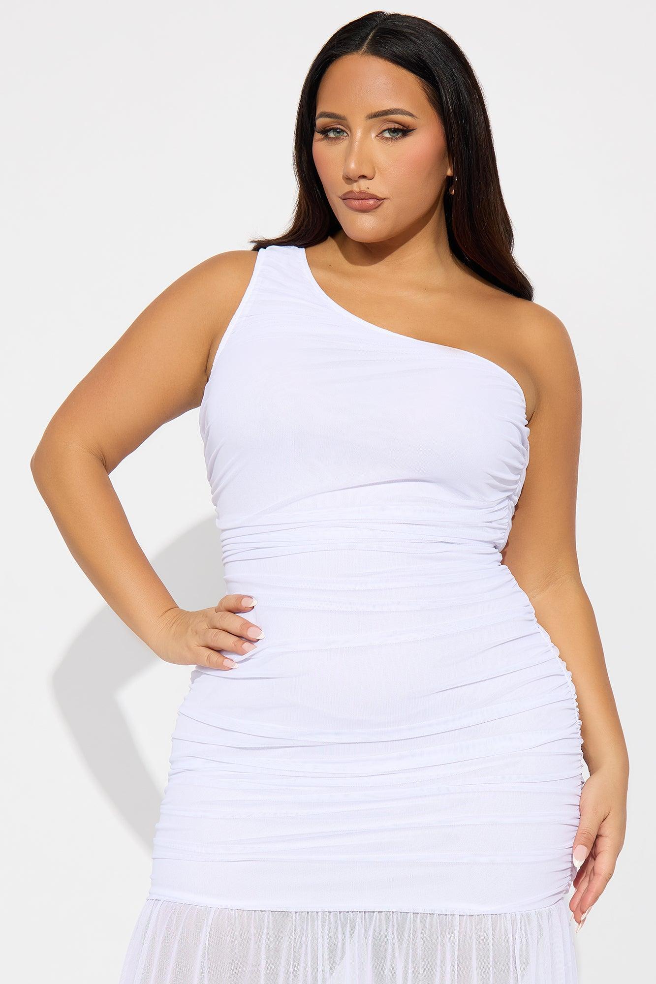 Tayana Ruched One Shoulder Maxi Dress - White Product Image