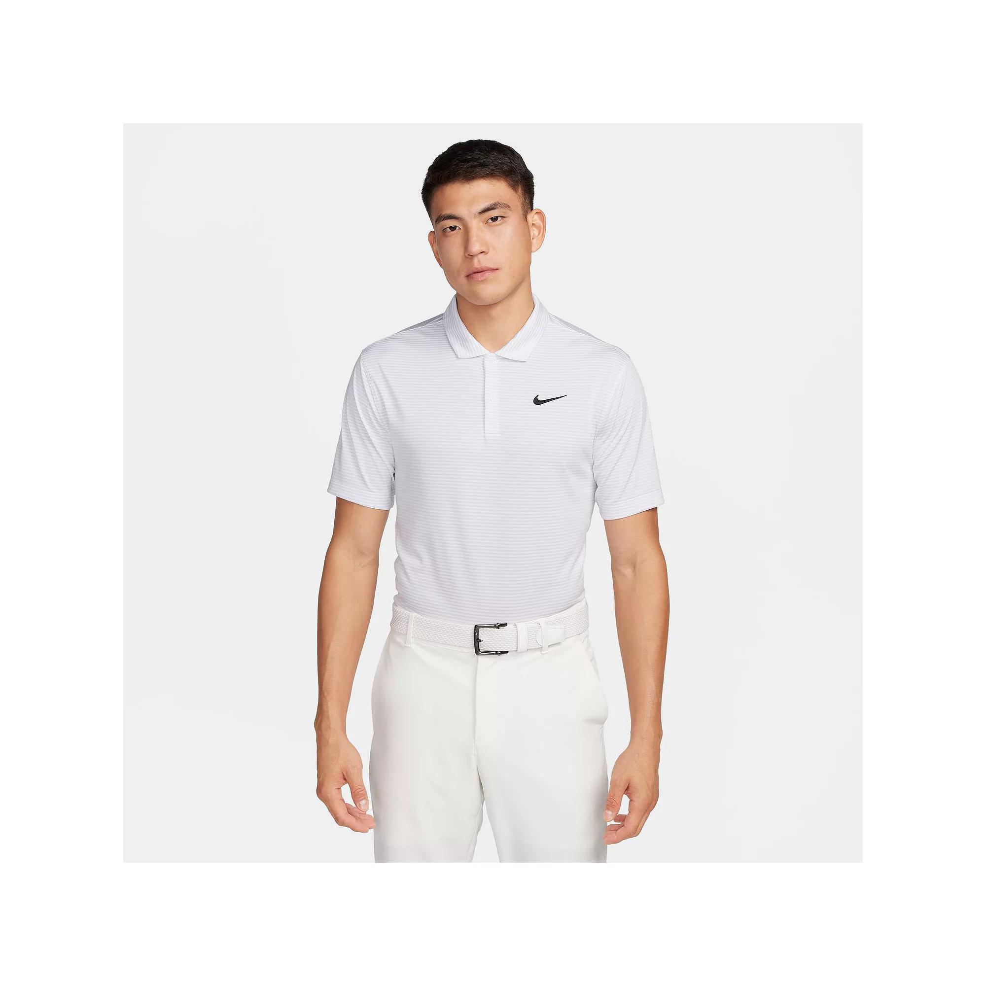 Men's Nike Striped Dri-FIT Golf Polo, Size: XL, White White Product Image