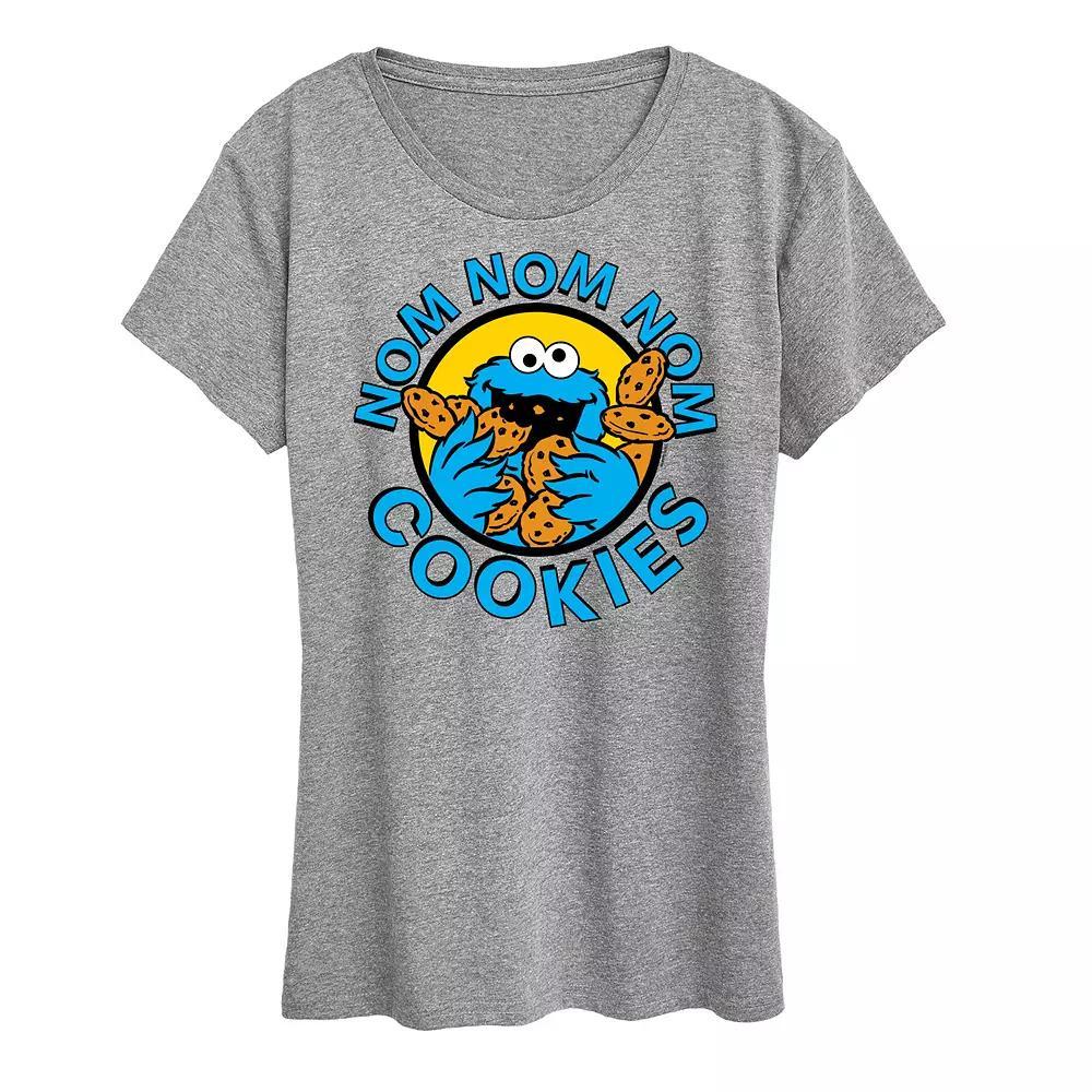 Womens Sesame Street Nom Nom Nom Graphic Tee Grey Gray Product Image