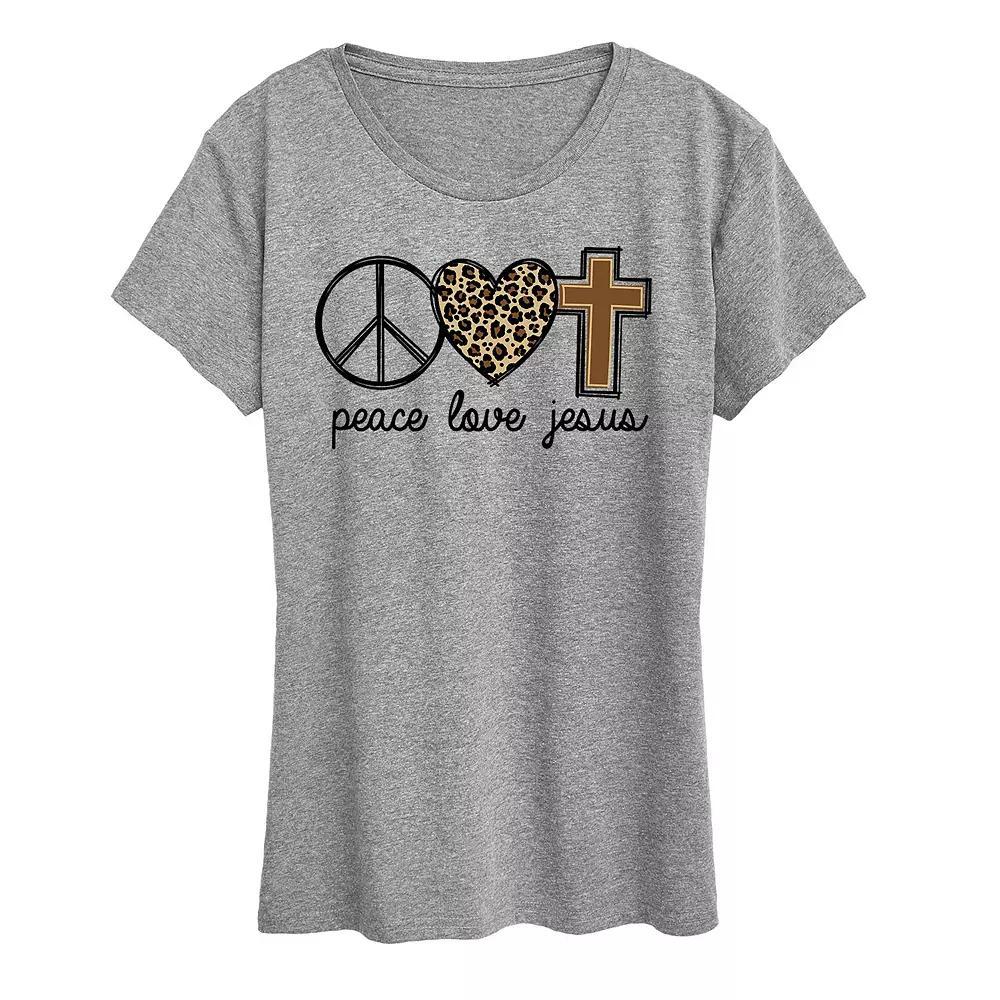 Womens Peace Love Jesus Graphic Tee Grey Gray Product Image