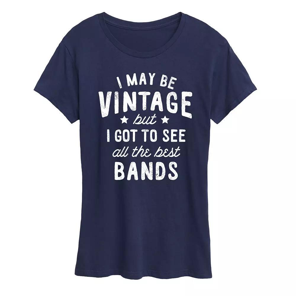 Womens I May Be Vintage Best Bands Graphic Tee Blue Product Image
