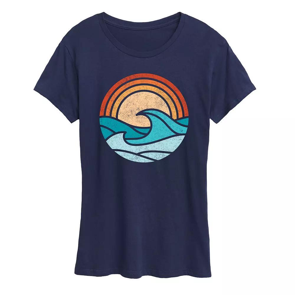 Womens Wave Scene Graphic Tee Blue Product Image