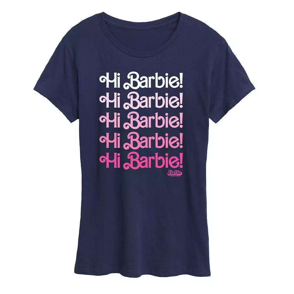 Womens Barbie The Movie Hi Barbie Graphic Tee, Girls Grey Blue Product Image