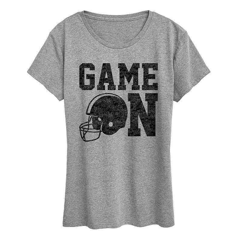 Womens Game On Football Graphic Tee, Girls Grey Gray Product Image