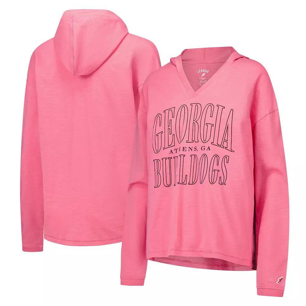 Women's League Collegiate Wear Red Georgia Bulldogs Slub Long Sleeve V-Neck Hoodie T-Shirt, Size: Medium Product Image