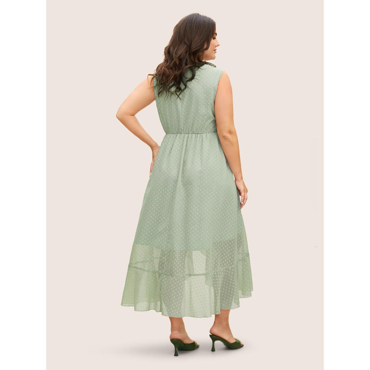 Plus Size Overlap Collar Texture See Through Dress Palemauve Women Elegant Texture Overlap Collar Sleeveless Curvy BloomChic 22-24/3X Product Image