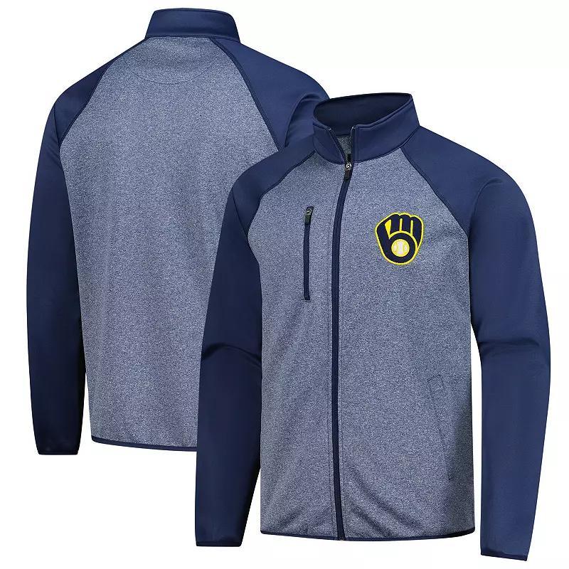 Men's G-III Sports by Carl Banks  Navy Milwaukee Brewers Runners Raglan Full-Zip Track Jacket, Size: Large, Blue Product Image