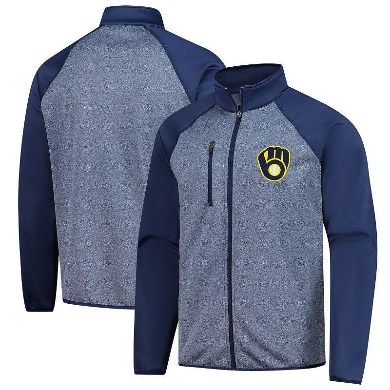 Men's G-III Sports by Carl Banks  Navy Milwaukee Brewers Runners Raglan Full-Zip Track Jacket, Size: Large, Blue Product Image
