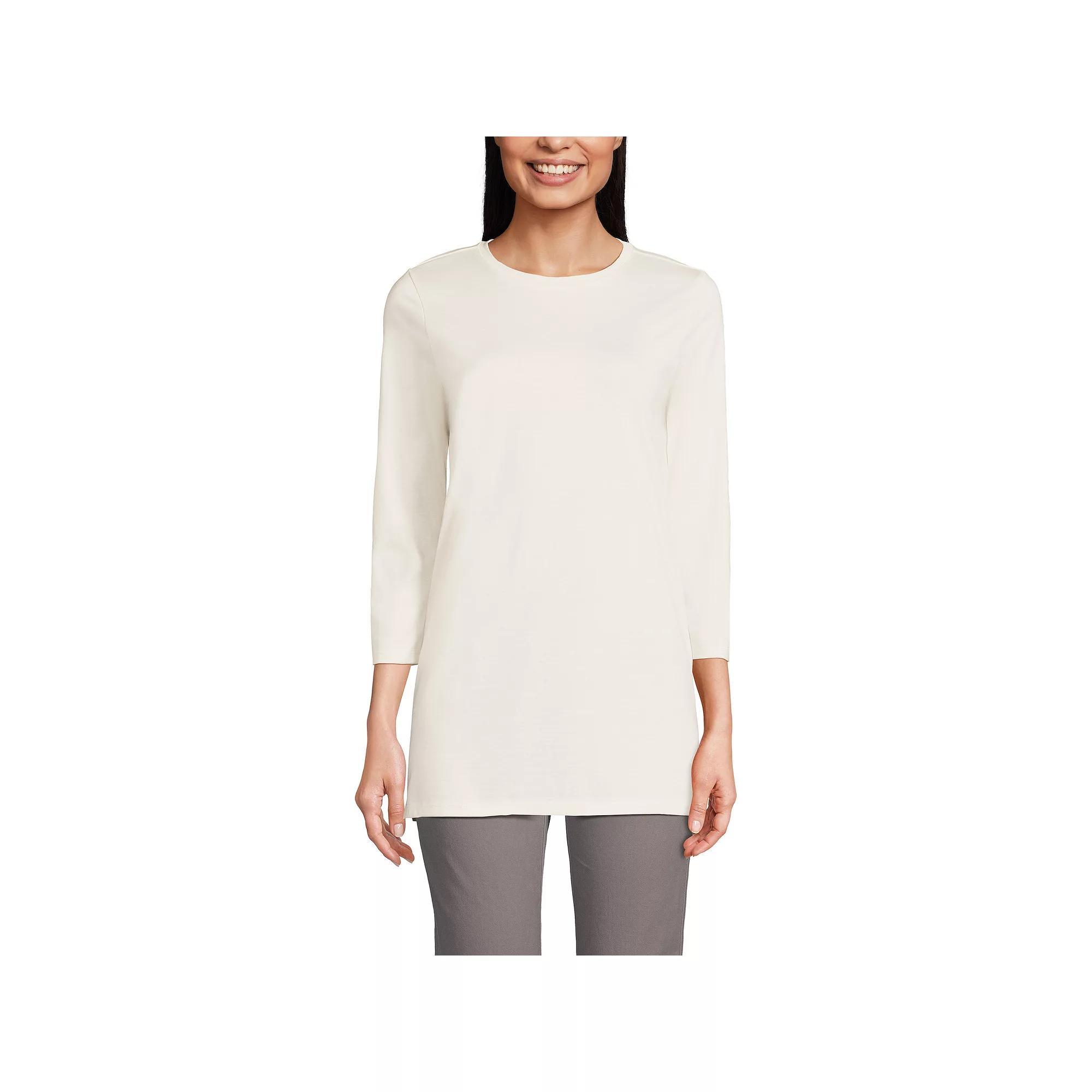 Women's Lands' End Supima Cotton Crewneck Tunic, Size: XL, Fresh Ivory Product Image
