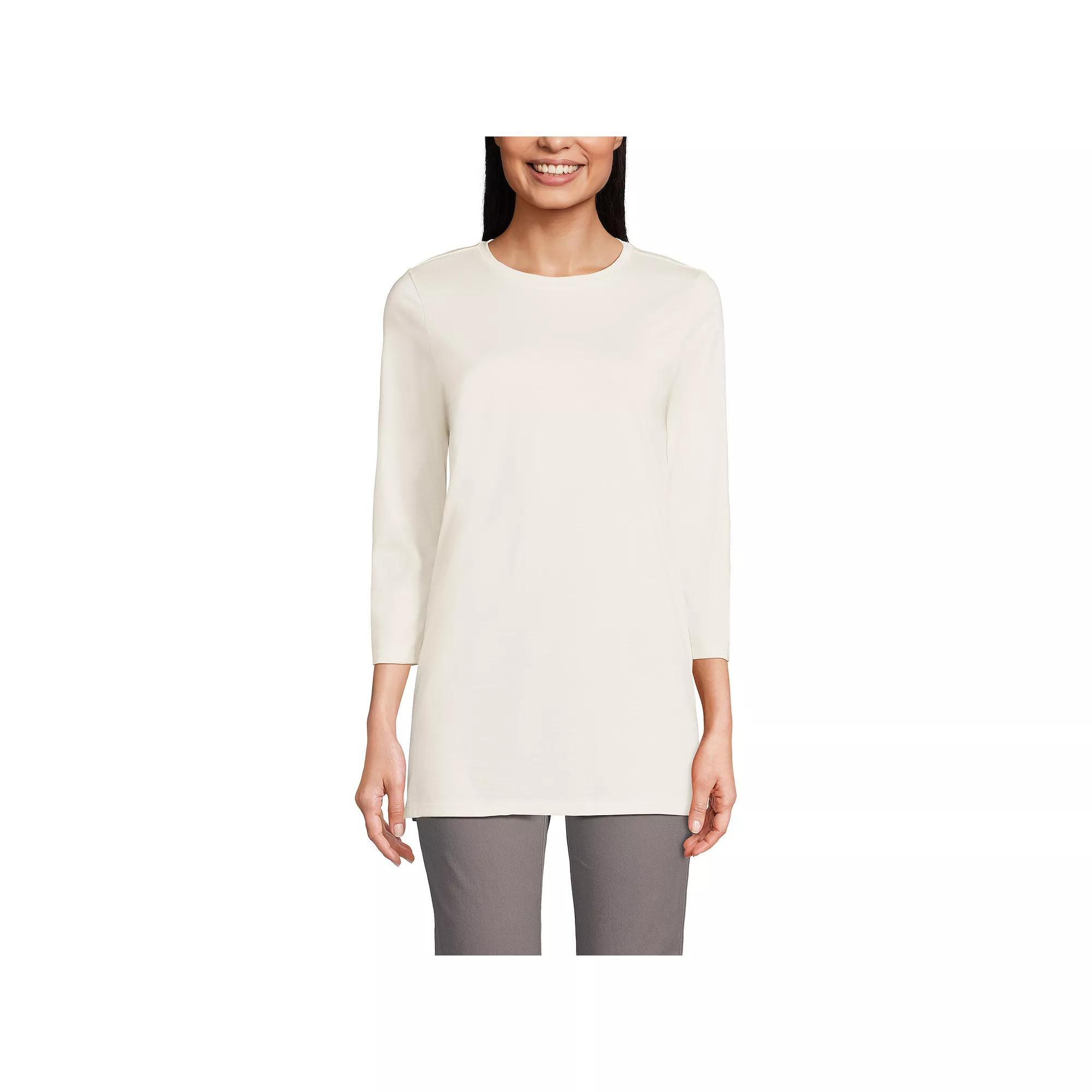 Women's Lands' End Supima Cotton Crewneck Tunic, Size: XL, Fresh Ivory Product Image