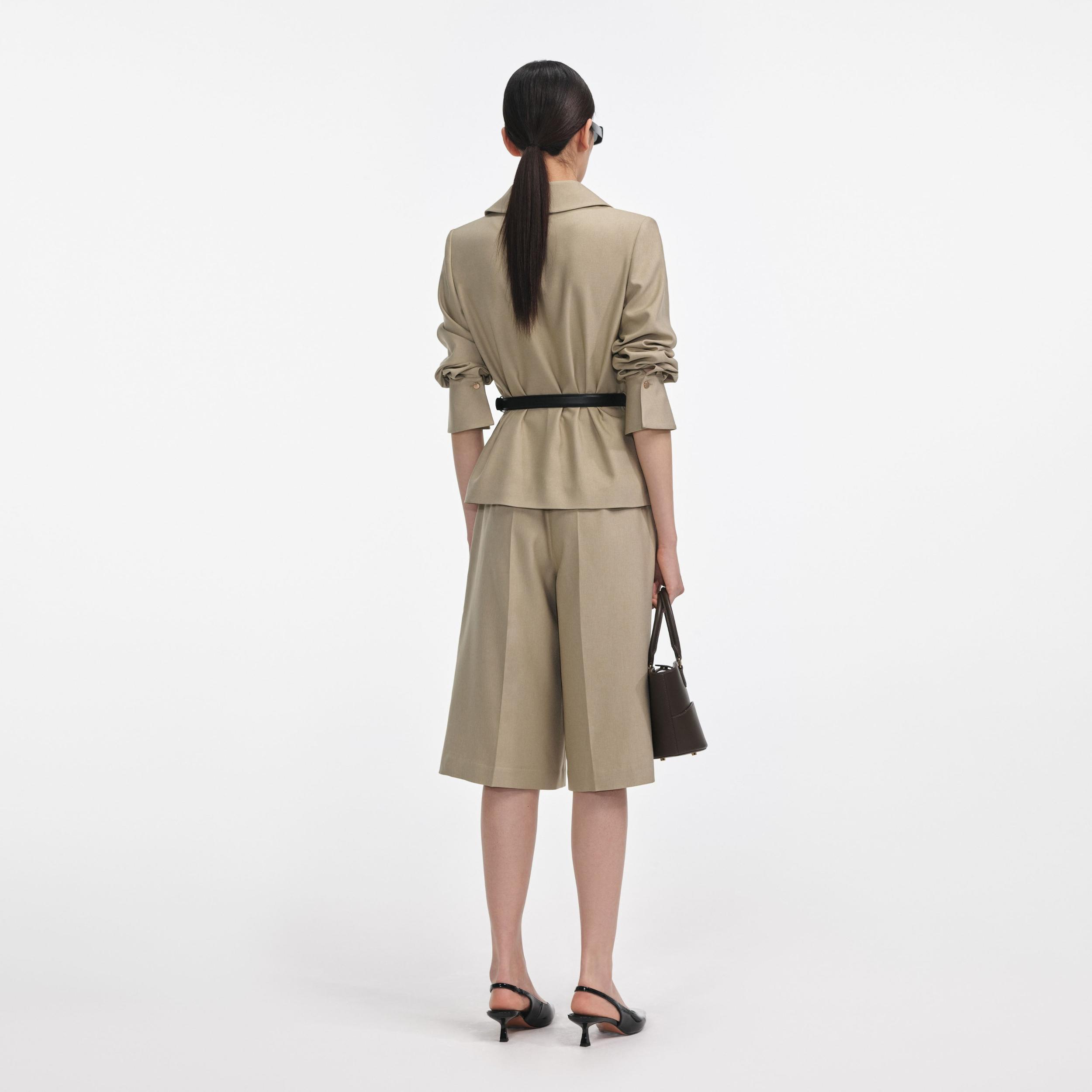 Beige Twill Playsuit Product Image