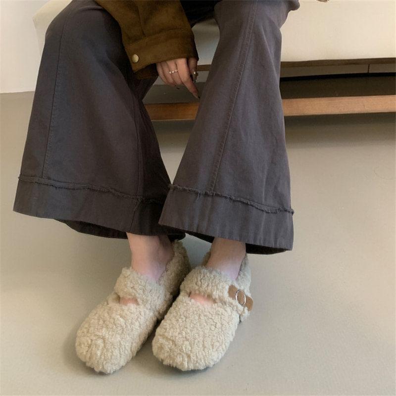 Fleece Buckled Flats Product Image