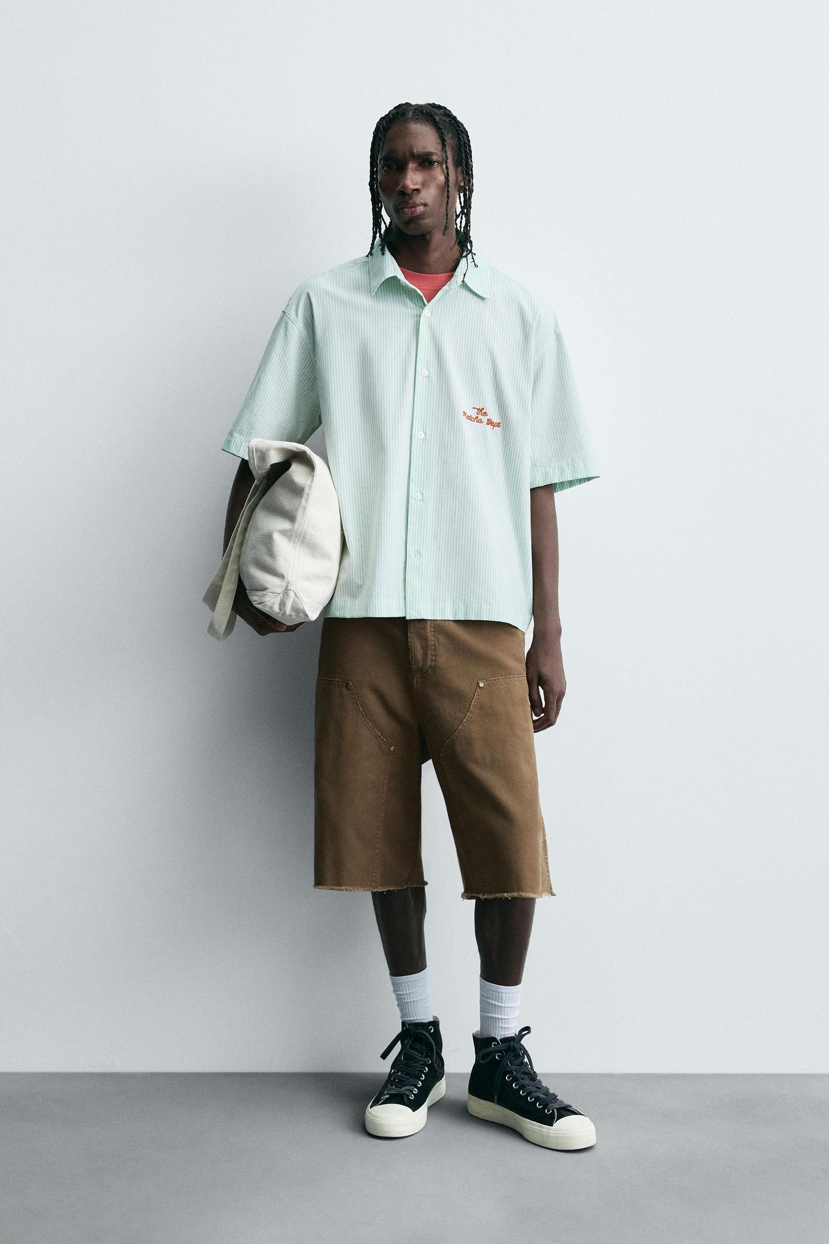 COMBINATION TEXT STRIPED SHIRT Product Image
