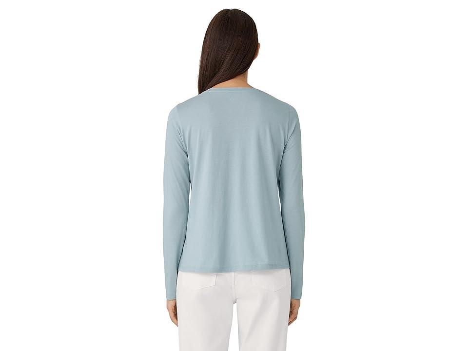 Eileen Fisher Round Neck Long Sleeve Tee (Frost) Women's Clothing Product Image