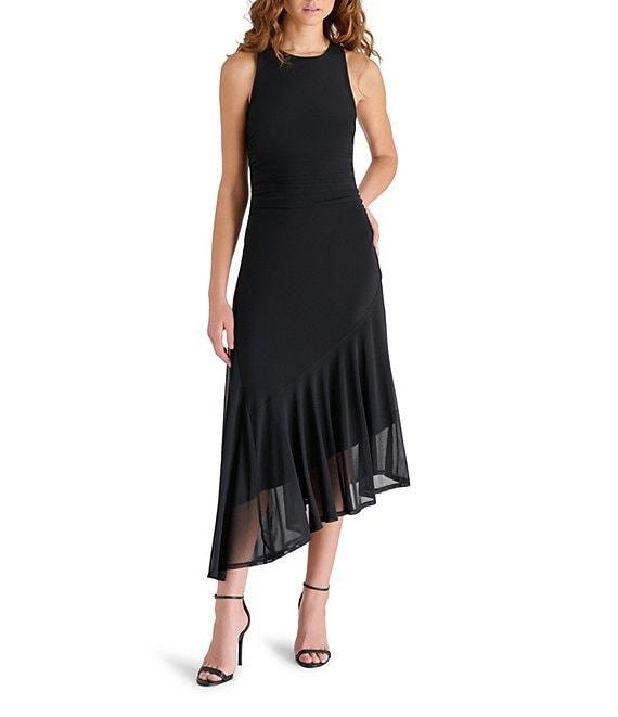 Steve Madden Mock Neck Sleeveless Asymmetrical Laney Midi Dress Product Image