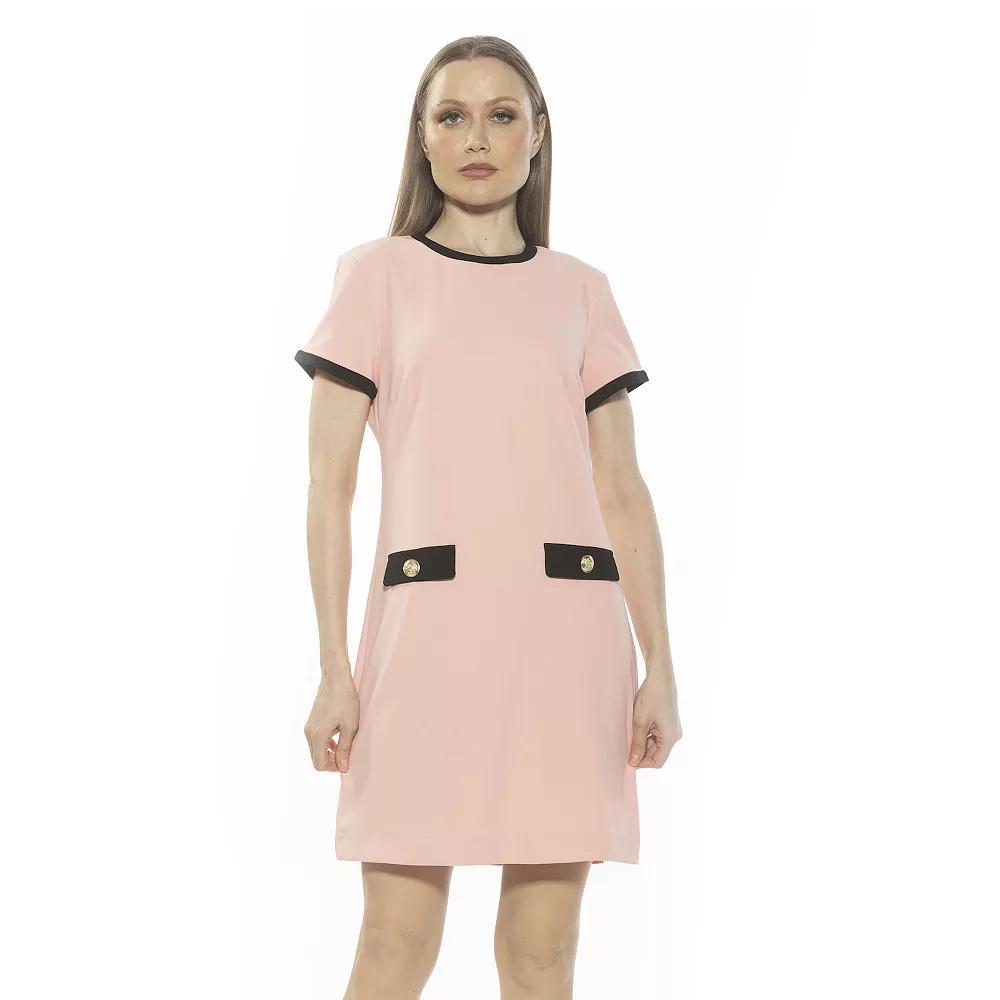 Women's ALEXIA ADMOR Carys Crewneck Shift Dress, Size: Medium, Pink Product Image