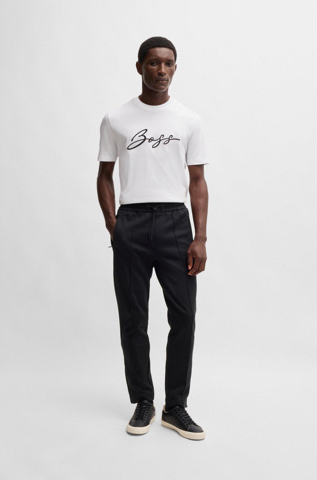 Regular-fit tracksuit bottoms in mercerized cotton Product Image