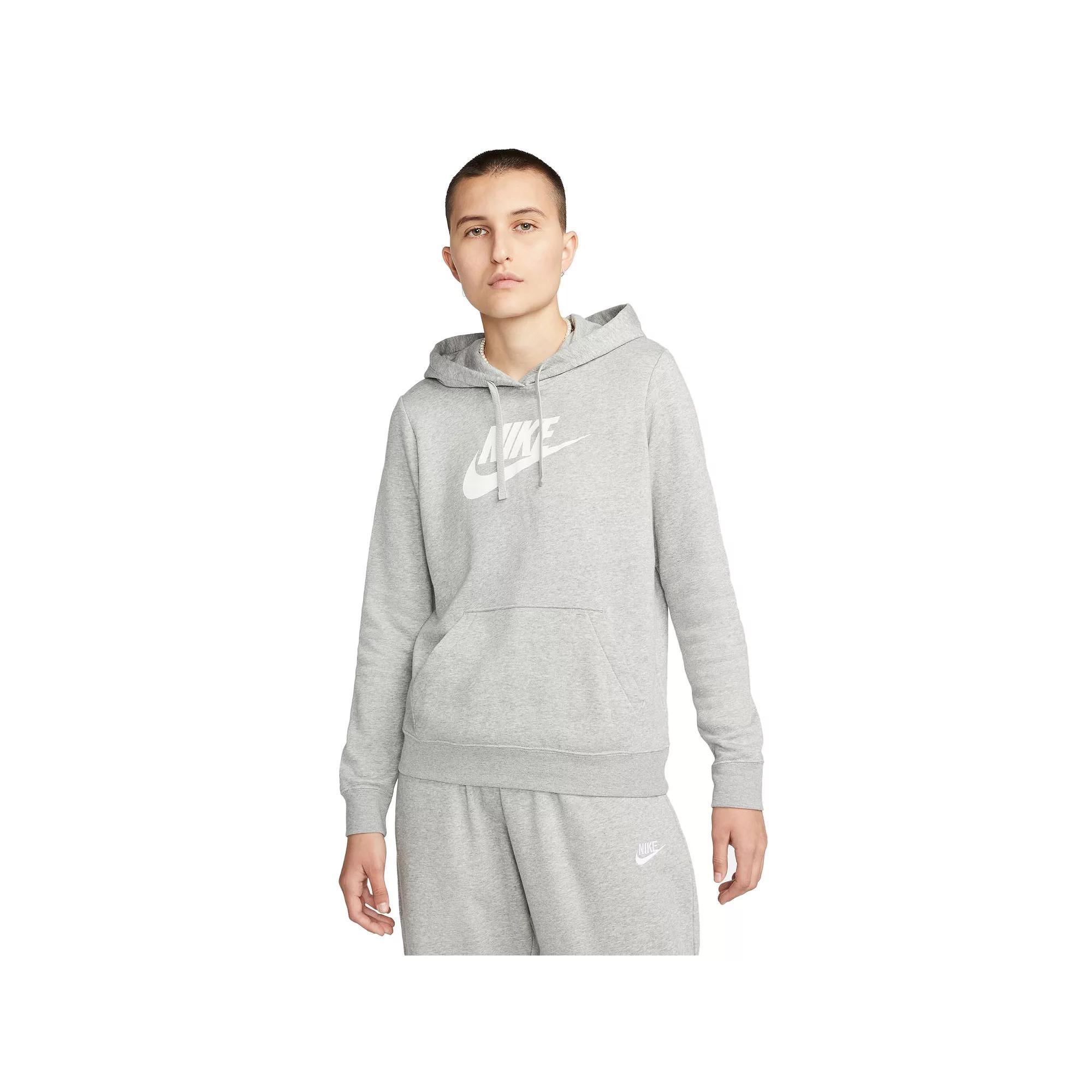 Women's Nike Sportswear Club Large Logo Fleece Hoodie, Size: Medium, Gray Grey Product Image