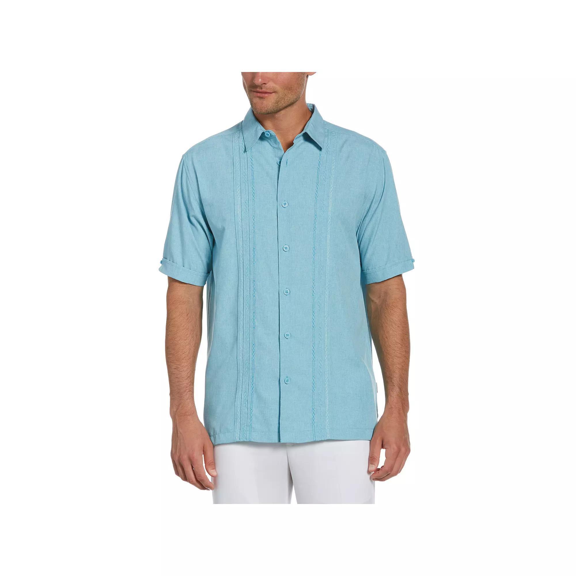 Men's Cubavera Classic-Fit Embroidered Paneled Chambray Button-Down Shirt, Size: Large, Light Blue Product Image