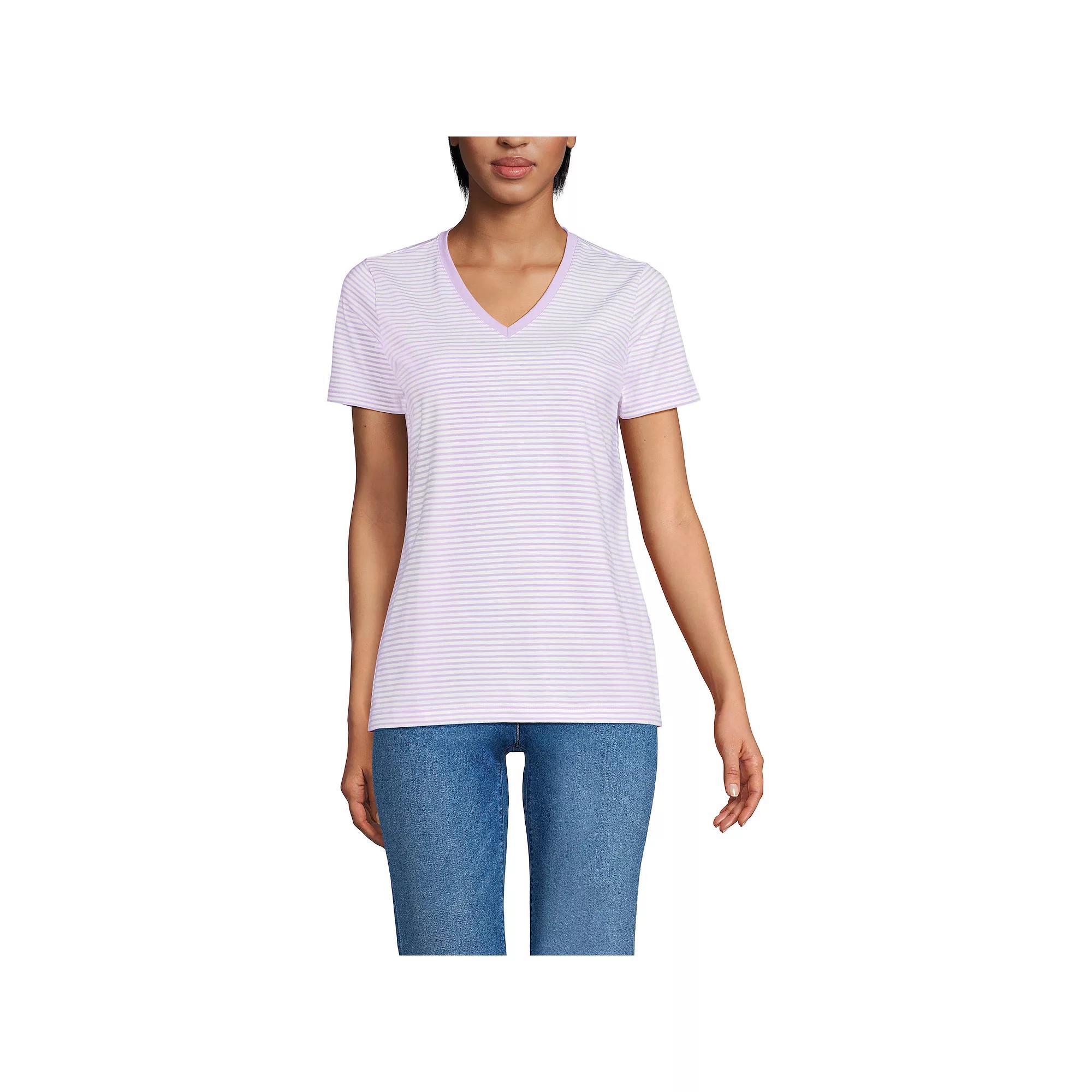 Women's Lands' End Relaxed-Fit Supima Cotton V-Neck Tee, Size: Small Tall, Blue Blossoms Product Image