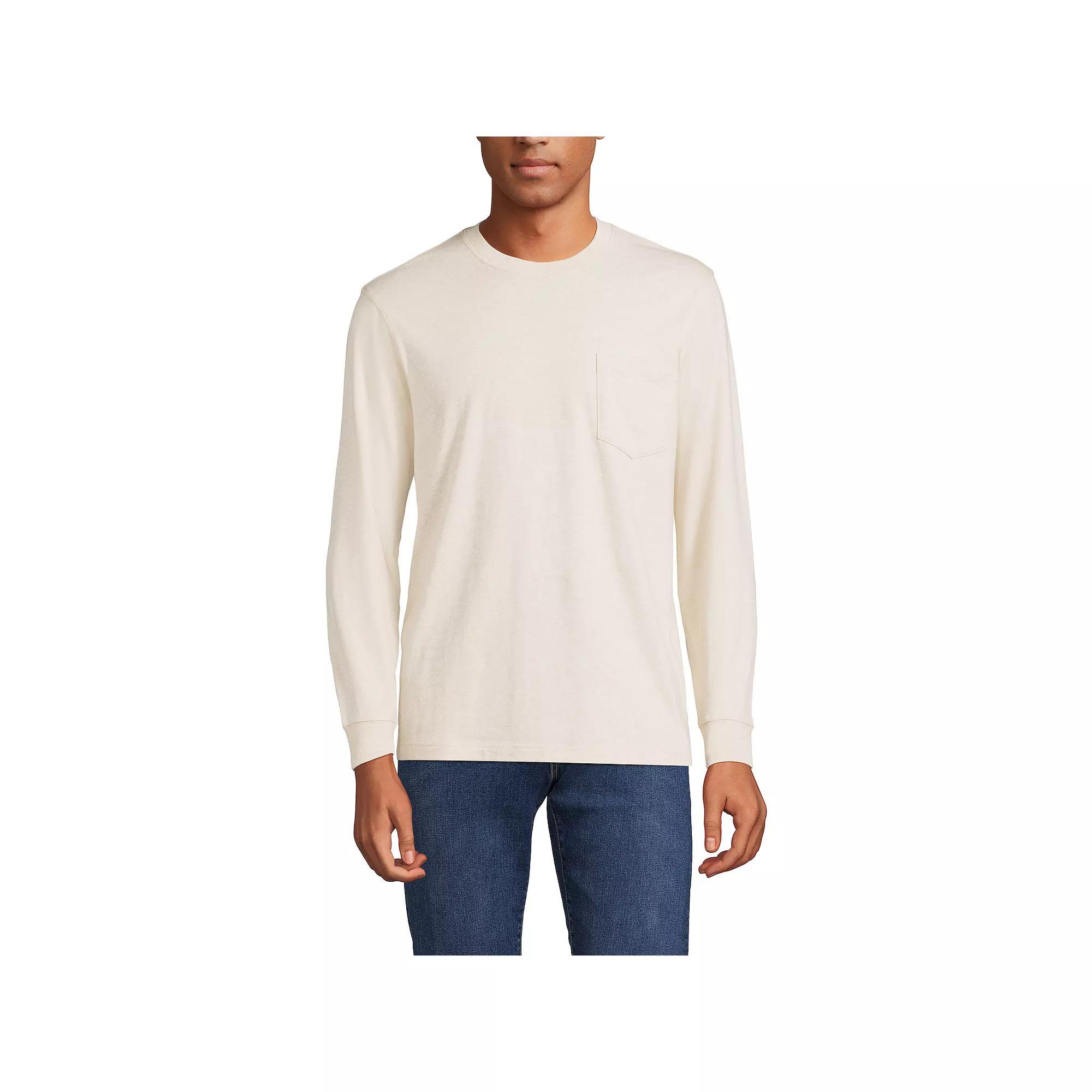 Big & Tall Lands End Long Sleeve Super Pocket Tee, Mens Product Image
