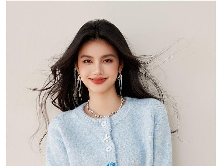 Plain Star Button Cardigan Product Image