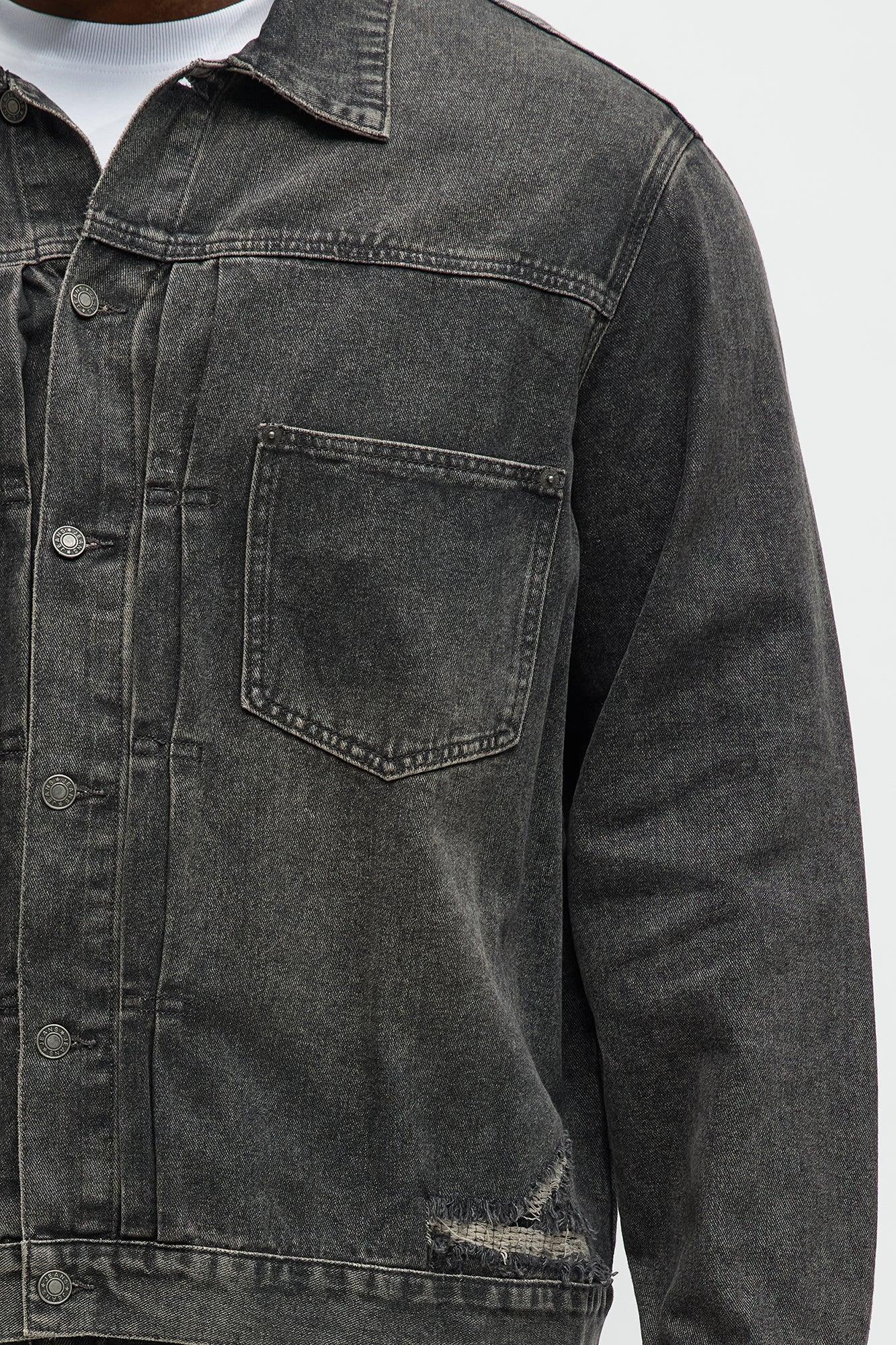 Underground Distressed Trucker Trucker Jacket - Black Wash Product Image