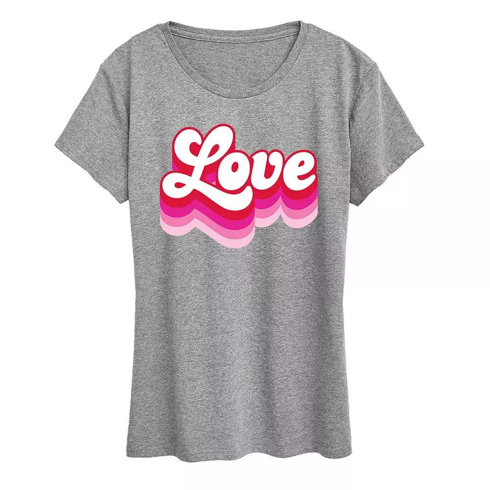 Womens Retro Love Graphic Tee Grey Gray Product Image