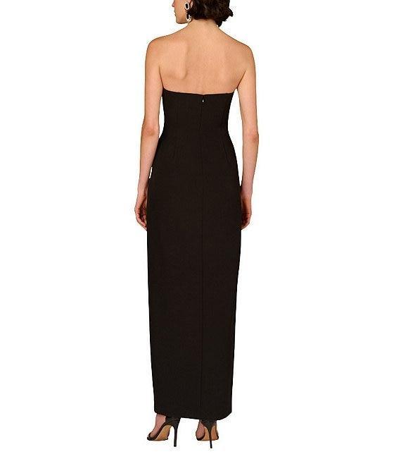 Aidan Mattox Stretch Crepe Strapless Beaded High Leg Sheath Gown Product Image