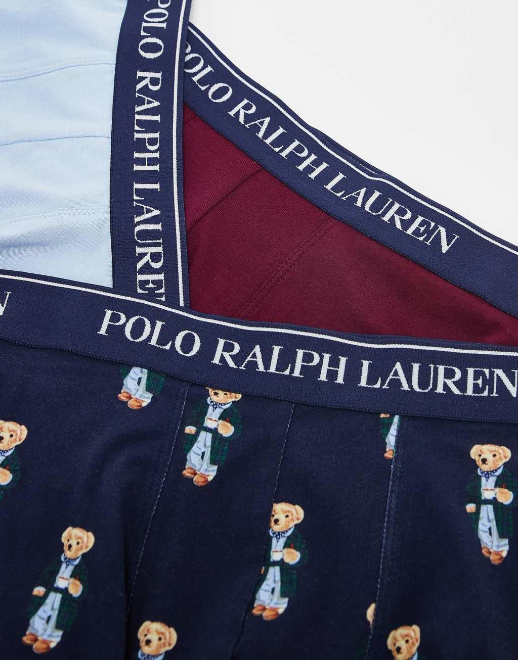 Polo Ralph Lauren 3 pack boxer briefs with logo waistband in red blue navy Product Image
