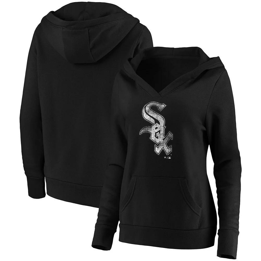 Women's Fanatics Branded Black Chicago White Sox Core Team Crossover V-Neck Pullover Hoodie, Size: Medium Product Image