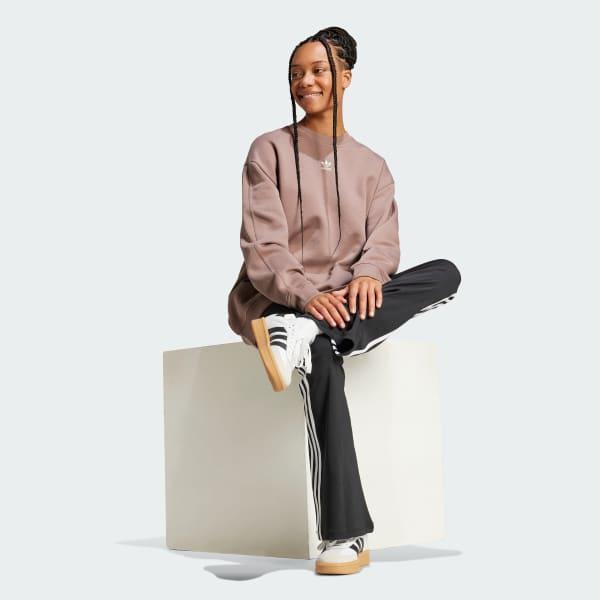 adidas Essentials Fleece Long Oversized Crew Sweatshirt Black L Womens Product Image