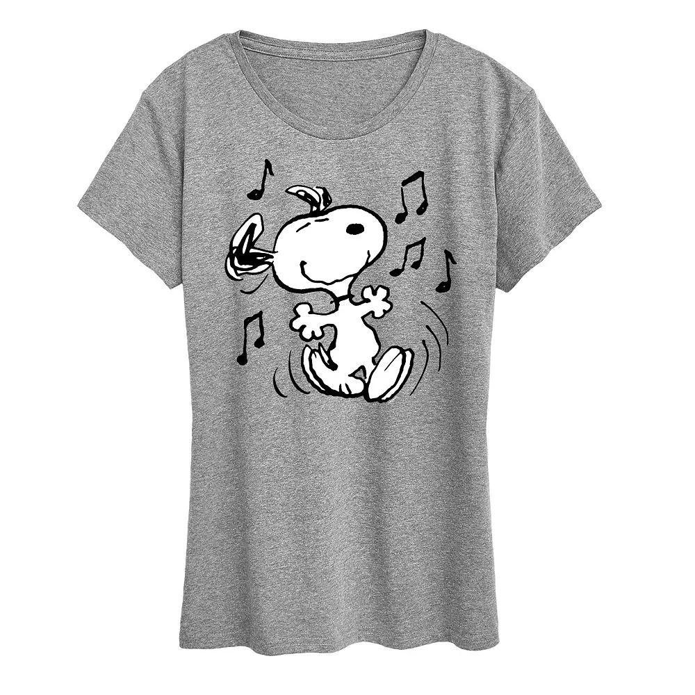 Womens Peanuts Snoopy Dancing Graphic Tee Red Product Image