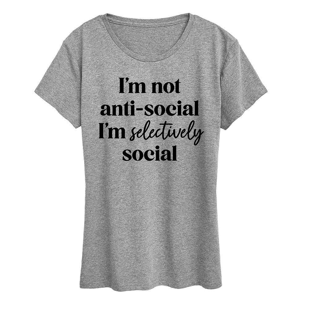 Womens Selectively Social Graphic Tee, Girls Grey Green Product Image