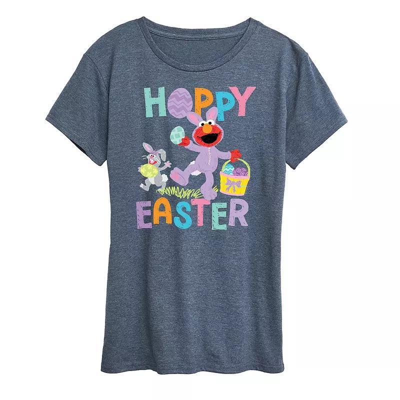Women's Sesame Street Elmo Hoppy Easter Graphic Tee, Size: Large, Grey Blue Product Image
