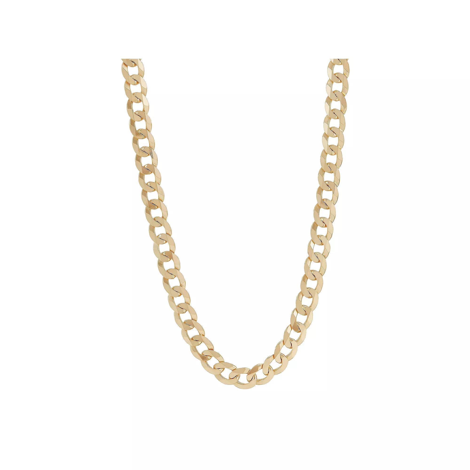 Everlasting Silver Gold Over Silver Solid Curb Chain Necklace, Womens Gold Tone Product Image