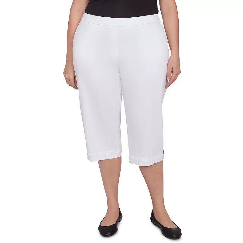 Plus Size Alfred Dunner Novelty Cuff Tummy Control Capris, Women's, Size: 18 W, Blue Product Image