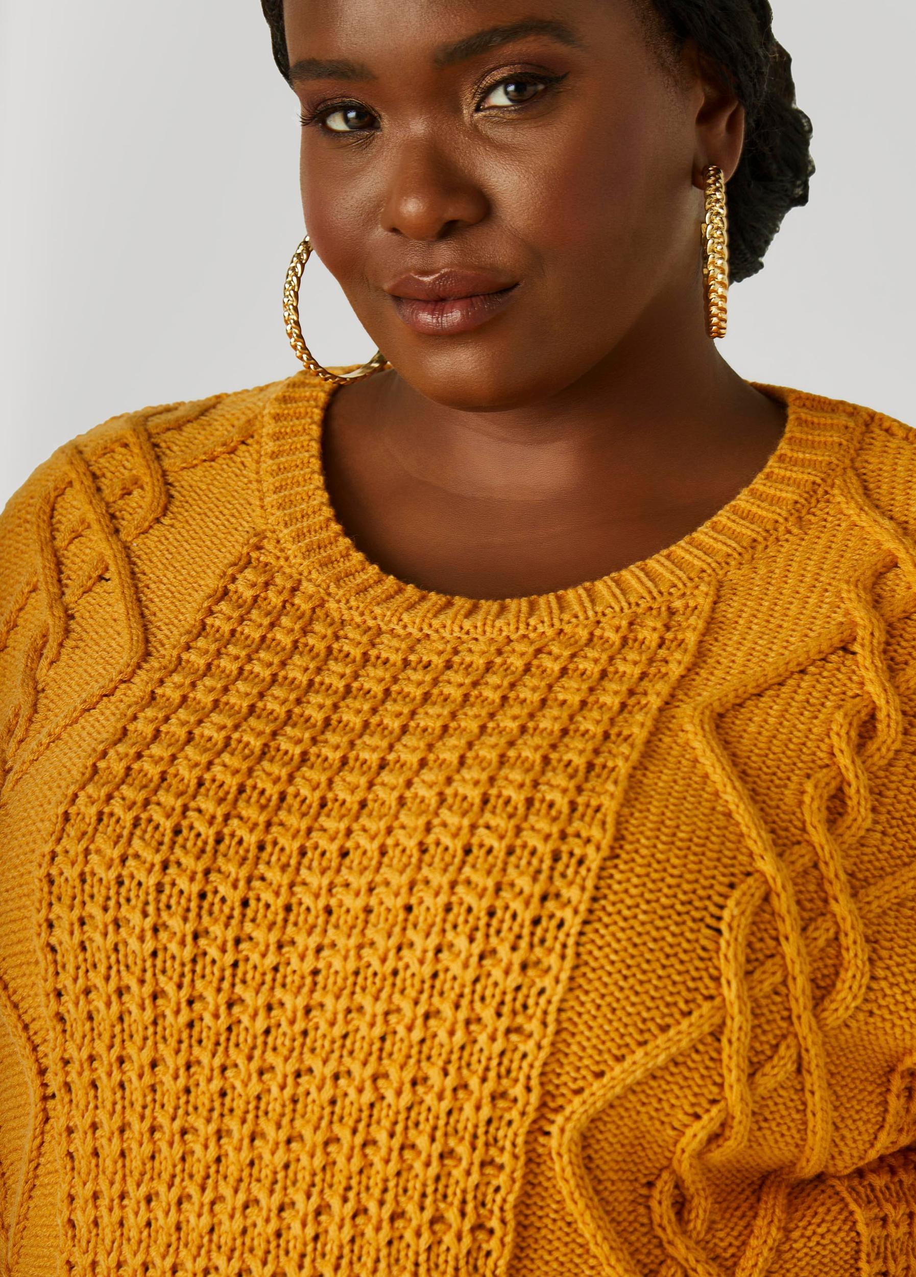 Drawstring Cable Knit Sweater Product Image