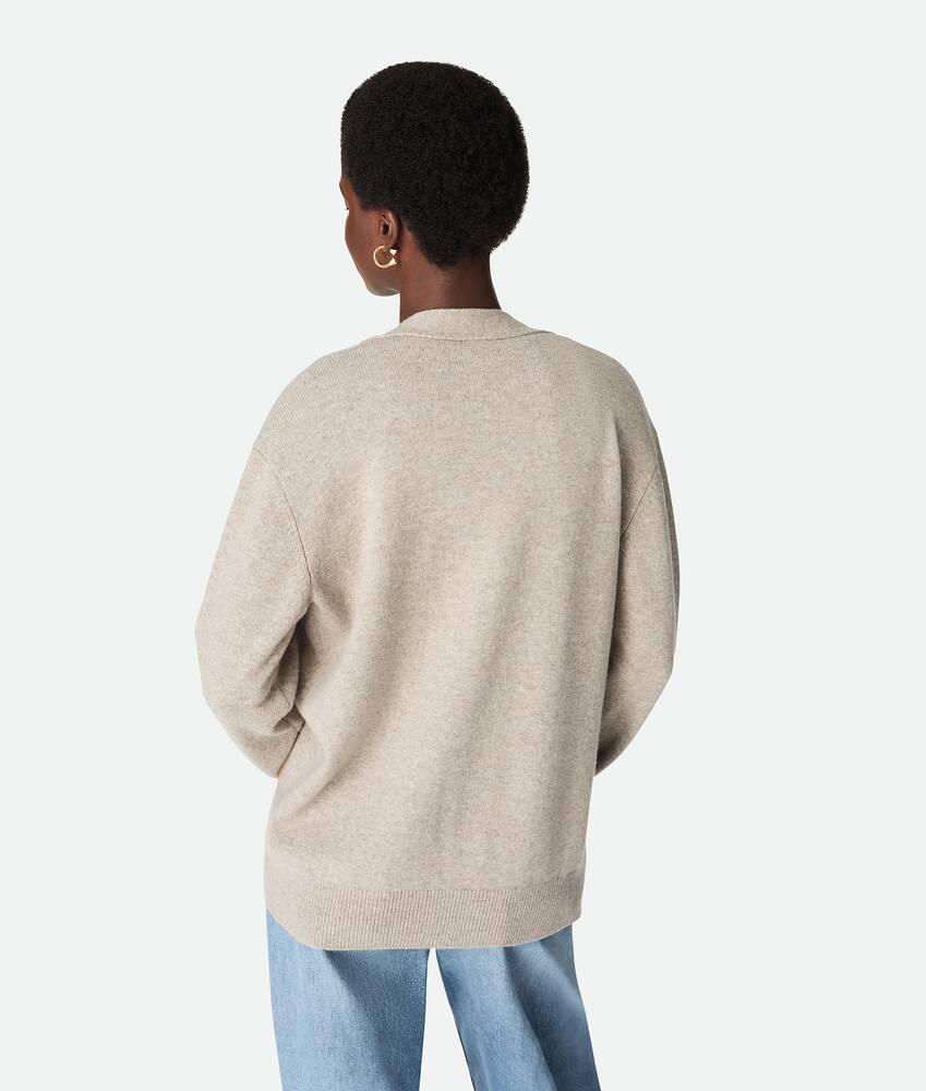 Women's Cashmere Cardigan in Stone melange Product Image