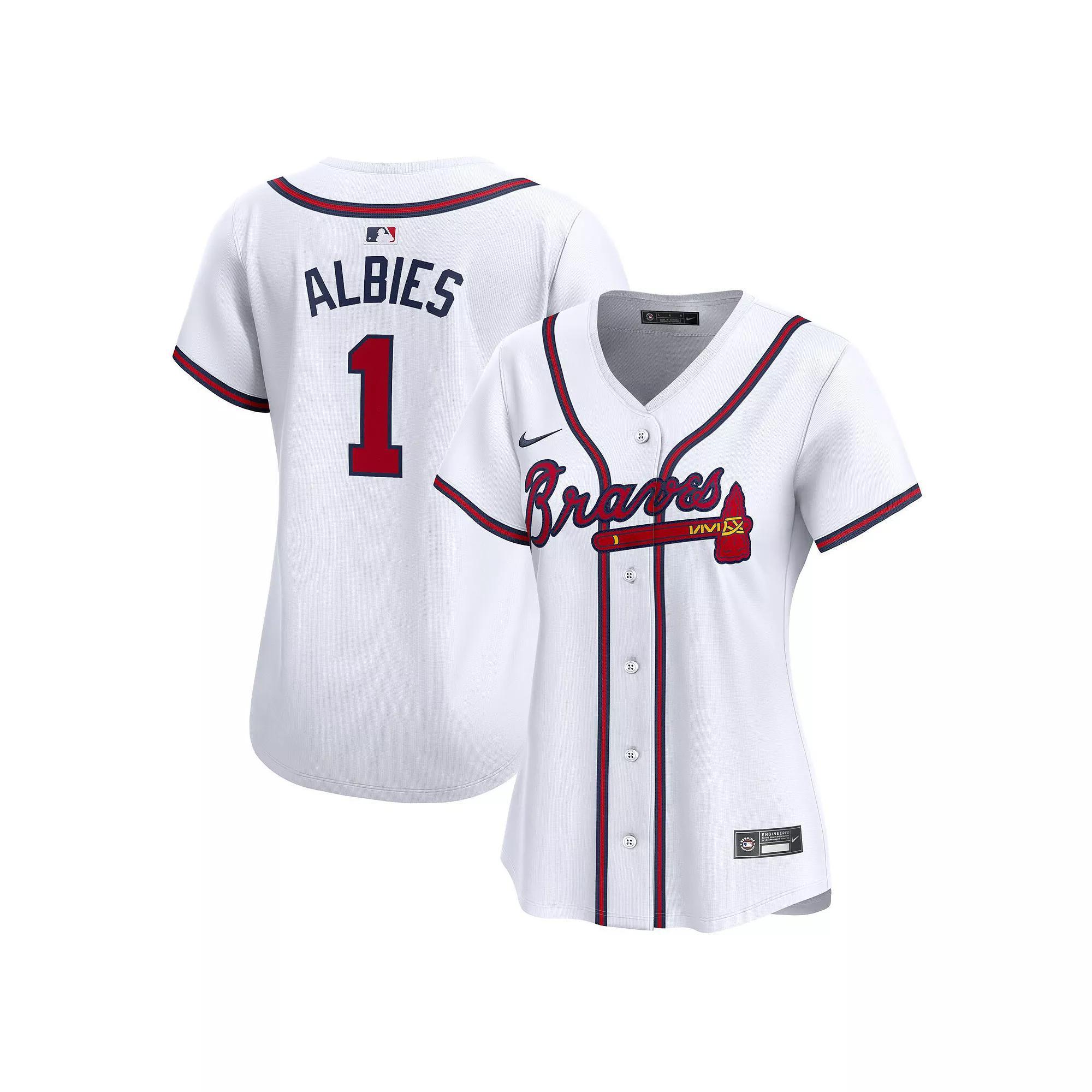 Women's Nike Ozzie Albies White Atlanta Braves Home Limited Player Jersey, Size: Small Product Image