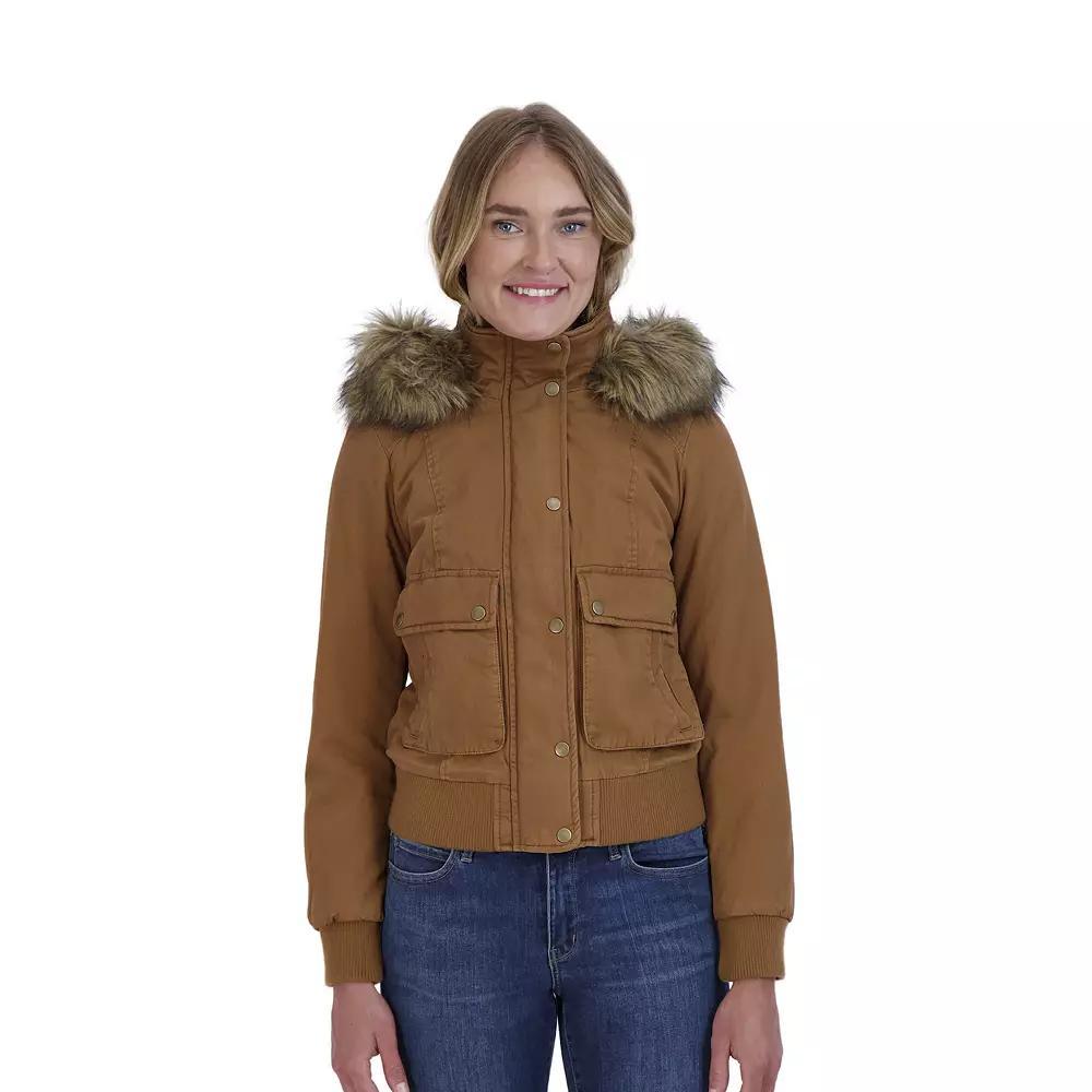 Juniors' Sebby Faux-Fur Hood Bomber Parka, Women's, Size: Large, Grey Product Image