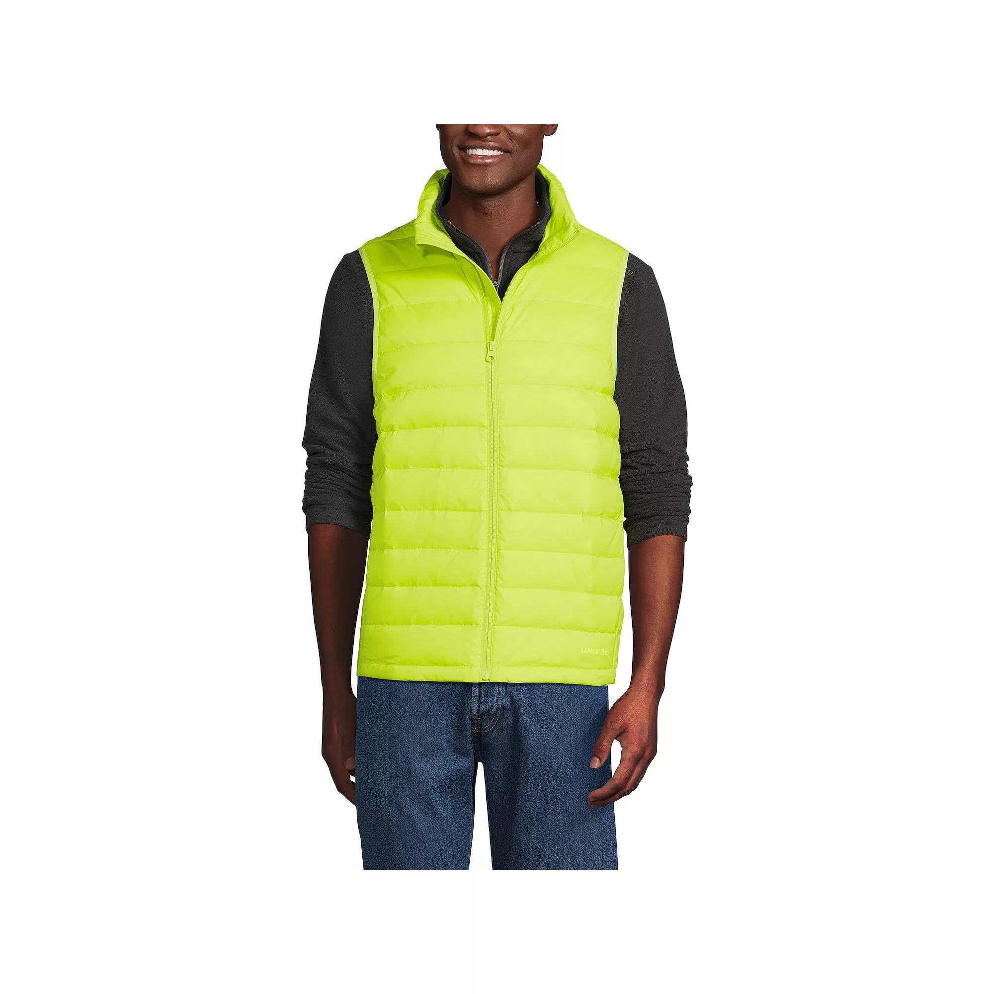 Men's Lands' End Wanderweight Down Puffer Vest, Size: Large, Mist Green Product Image