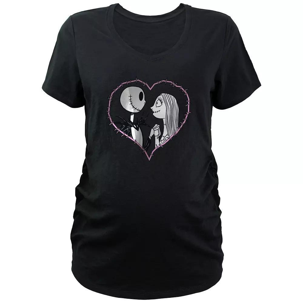 Disney's The Nightmare Before Christmas Jack & Sally Maternity Skellington In Love Graphic Tee, Women's, Size: XS-MAT, Black Product Image