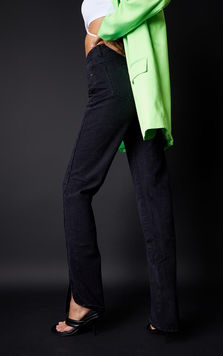 Tall Washed Black High Waist Split Hem Jeans Product Image