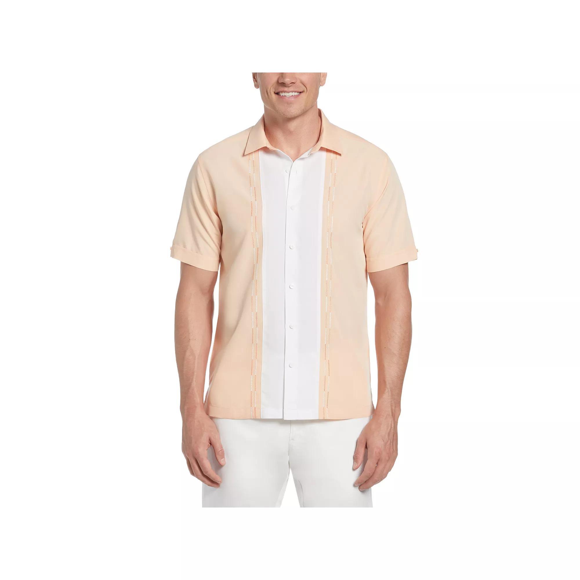 Men's Cubavera Colorblock Embroidered Short Sleeve Button-Down Shirt, Size: Medium, Pink Product Image