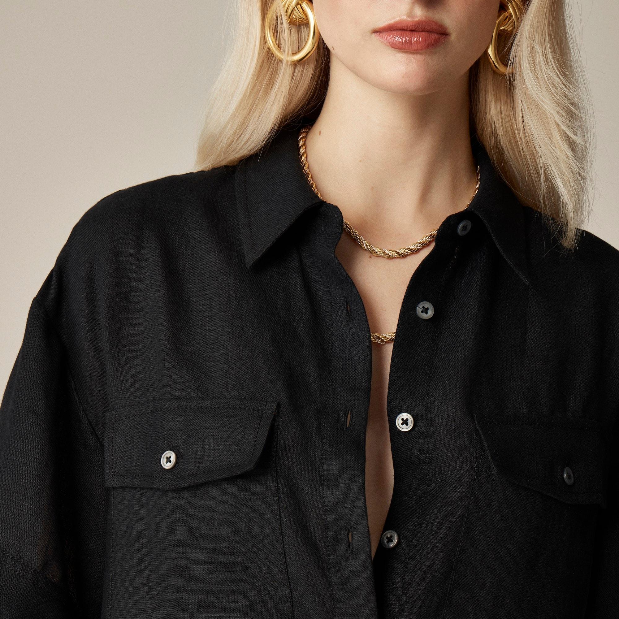 Petite utility shirtdress in linen Product Image