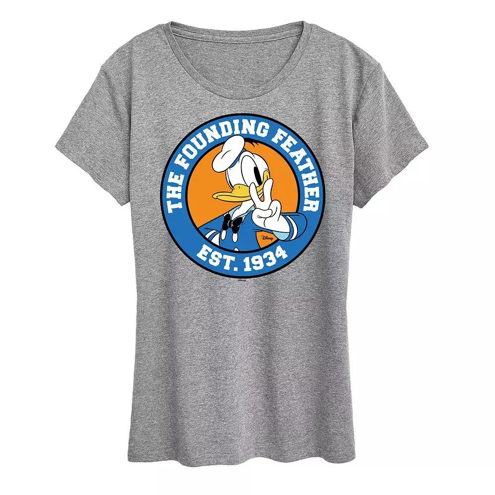 Disneys Donald Duck Womens The Founding Feather Graphic Tee Grey Gray Product Image