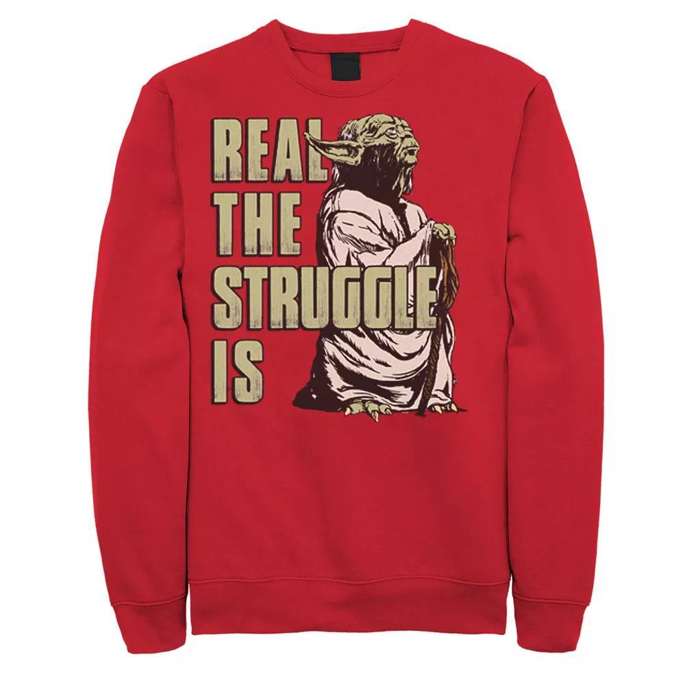 Men's Star Wars Yoda Real The Struggle Is Sweatshirt, Size: 3XL, Red Product Image