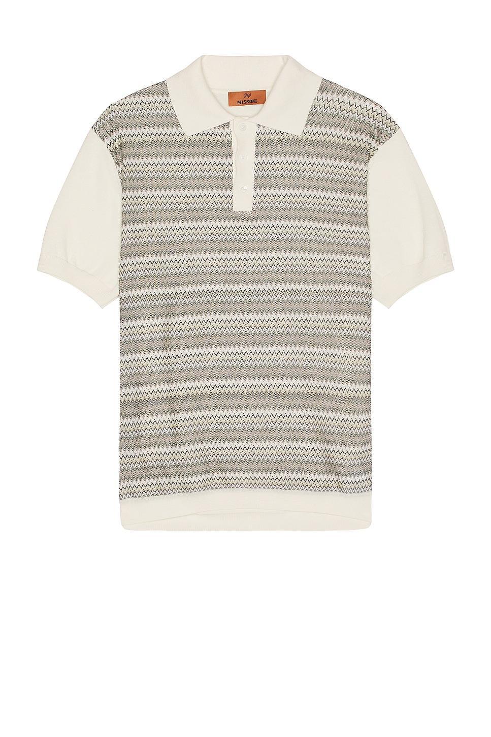 Missoni Short Sleeve Polo in White Product Image