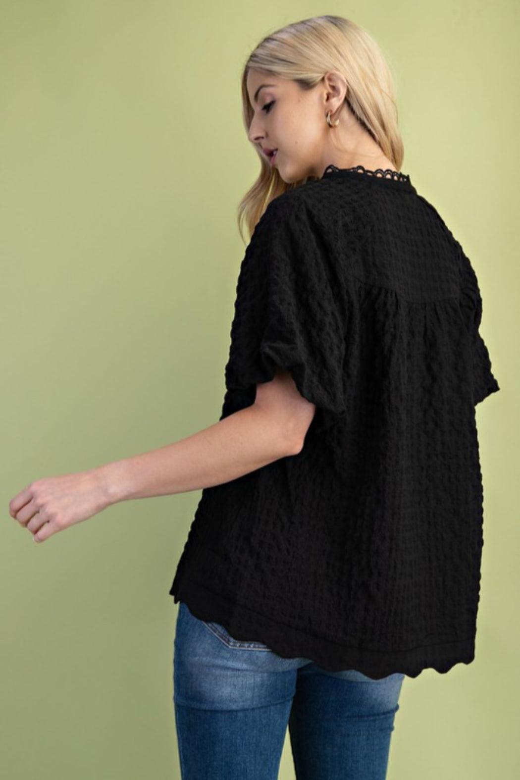 Textured Puff Scallop Hem Product Image